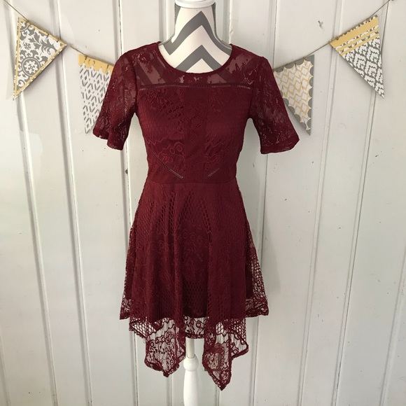 love, Fire Dresses & Skirts - Love Fire Wine Colored Lace Dress